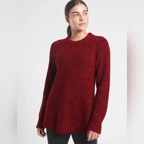 Athleta Sierra Crew Wool Blend Sweater Candy Red Marl XS - Picture 1 of 7